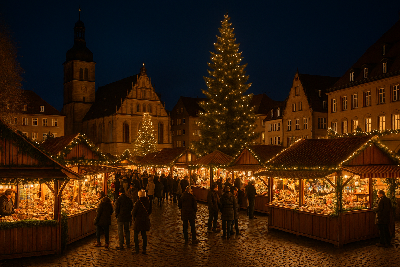 German Christmas Market at Night